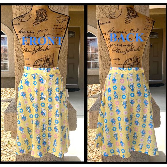Smurf and Smurette Unique Vintage Floral Character Skirt Prt Plus Size: 5X / 26 - Picture 4 of 5
